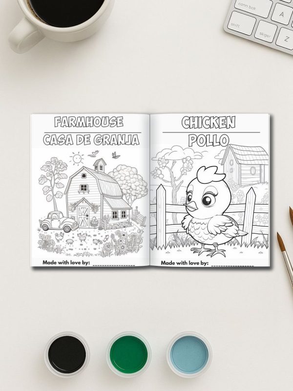 Livro de Colorir Bilíngue: Animais da Fazenda PDF - Imagem 3