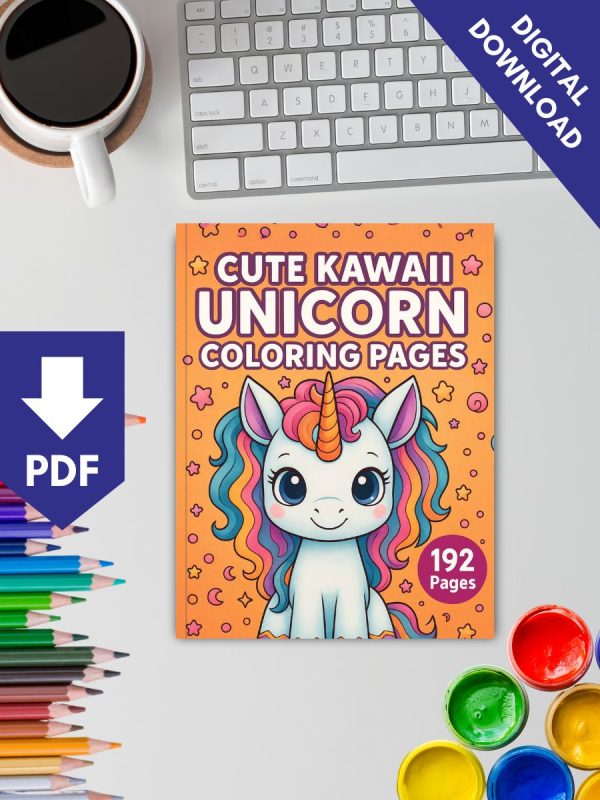 Unicórnios Kawaii Fofinhos – PDF Pintar 192 Páginas - Imagem 2