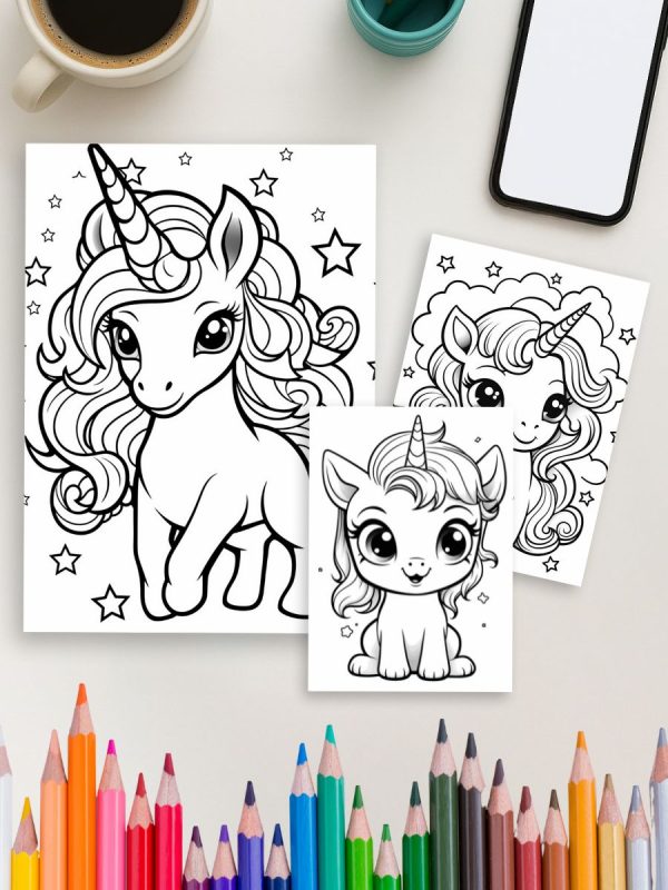 Unicórnios Kawaii Fofinhos – PDF Pintar 192 Páginas - Imagem 4