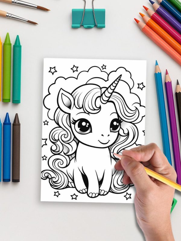 Unicórnios Kawaii Fofinhos – PDF Pintar 192 Páginas - Imagem 5