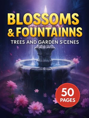 Flores e Fontes – 50 Desenhos de Árvores e Cenas de Jardim