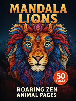 Leões Mandala – 50 Desenhos em PDF para Colorir