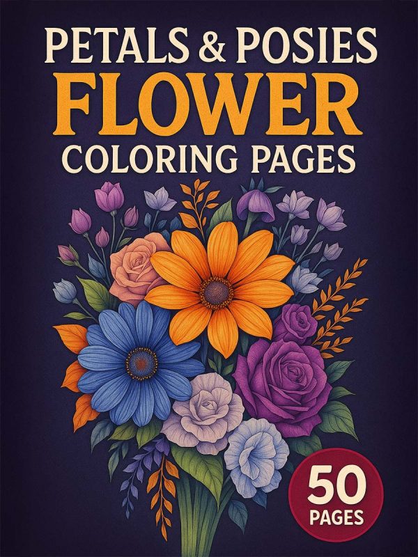 Pétalas e Flores – 50 Desenhos de Flores para Pintar em PDF