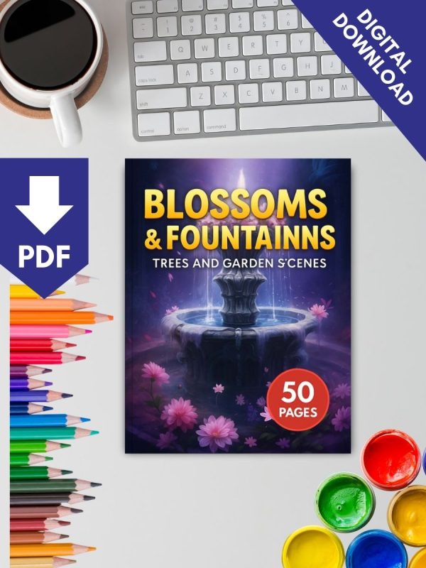 Flores e Fontes – 50 Desenhos de Árvores e Cenas de Jardim - Imagem 3