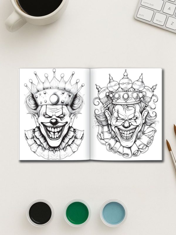 25 Desenhos de Palhaços Sombrios – PDF Prontos para Imprimir - Imagem 3