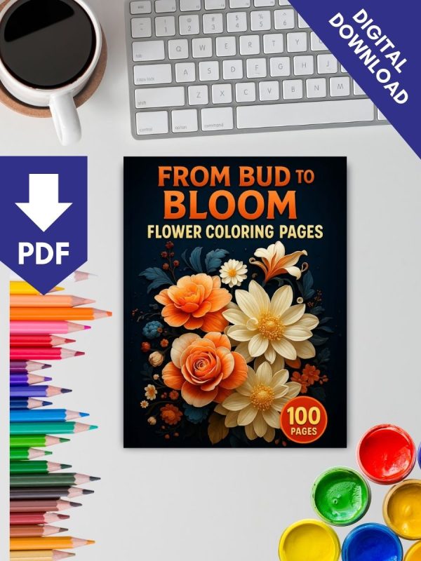 100 Flores para Colorir – Do Botão à Flor PDF - Imagem 2