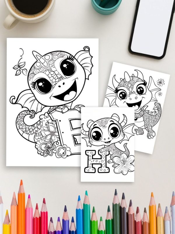 36 Desenhos do Alfabeto e Números com Dragões em PDF - Imagem 4