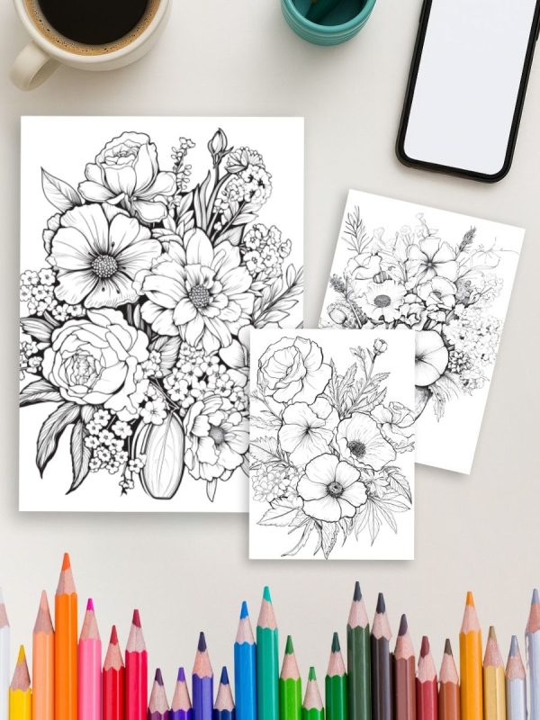 100 Flores para Colorir – Do Botão à Flor PDF - Imagem 4