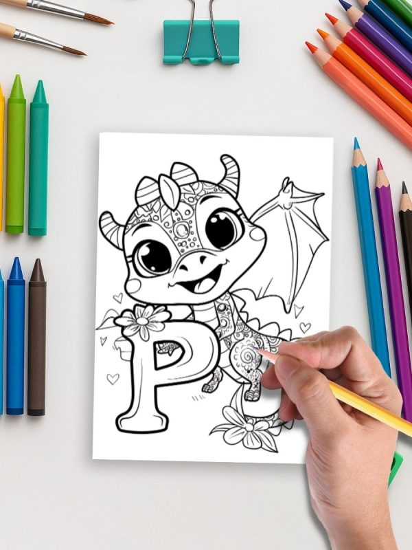 36 Desenhos do Alfabeto e Números com Dragões em PDF - Imagem 5