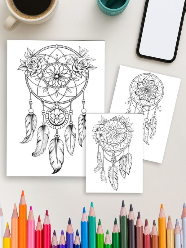 Caça-Sonhos Florais – 50 Desenhos Mágicos para Colorir - Imagem 4