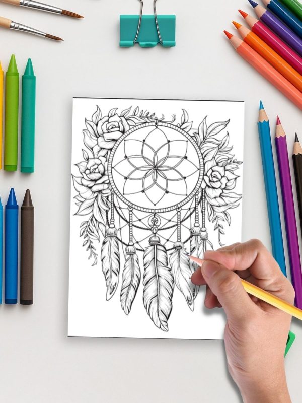 Caça-Sonhos Florais – 50 Desenhos Mágicos para Colorir - Imagem 5