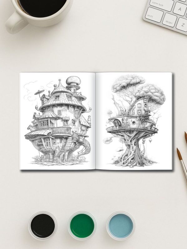 100 Desenhos Casas de Fadas Futuristas em PDF para Colorir - Imagem 3
