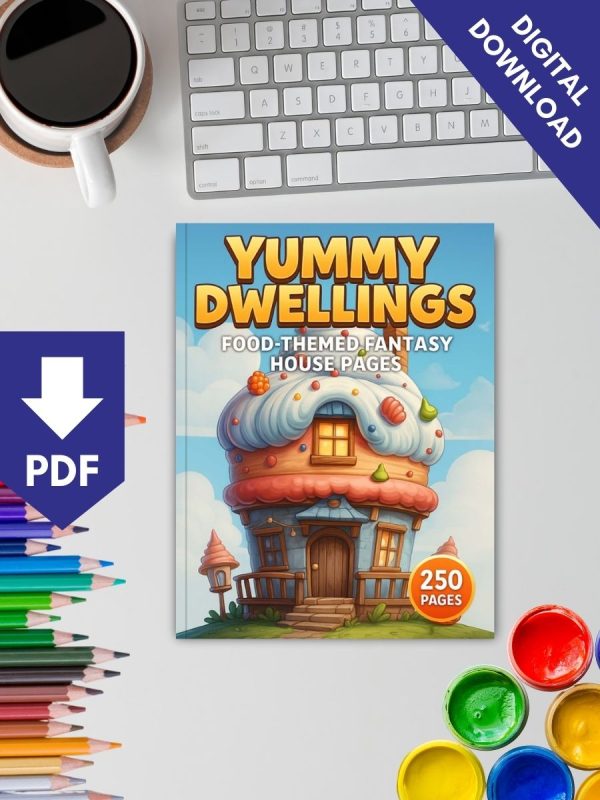 250 Desenhos de Casas de Fantasia e Comida PDF Colorir - Imagem 2
