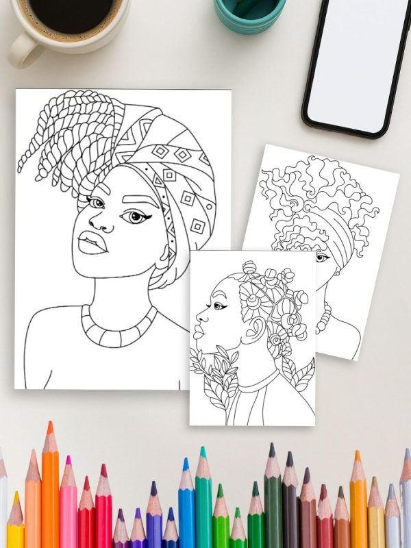 48 Desenhos de Meninas Negras para Colorir PDF - Imagem 4