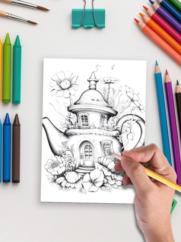 250 Desenhos de Casas de Fantasia e Comida PDF Colorir - Imagem 5