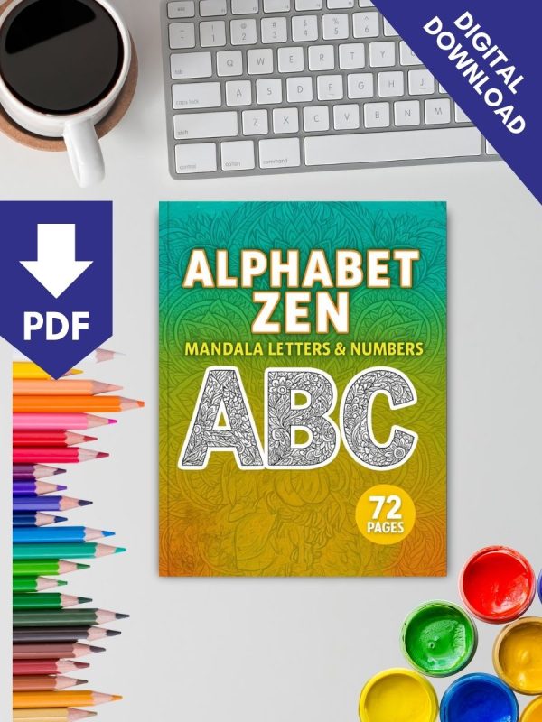 ABC Zen Colorir – 72 Desenhos de Letras e Números PDF - Imagem 2