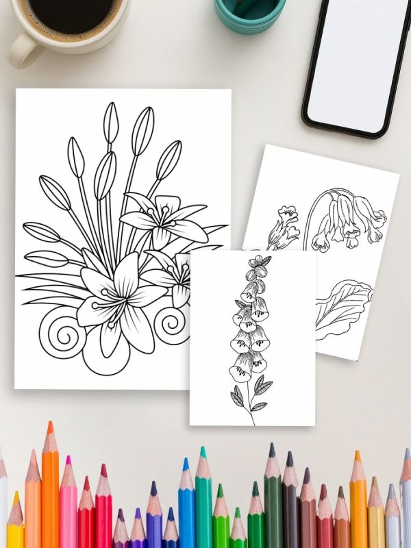 110 Desenhos de Flores em PDF Fáceis de Colorir - Imagem 4