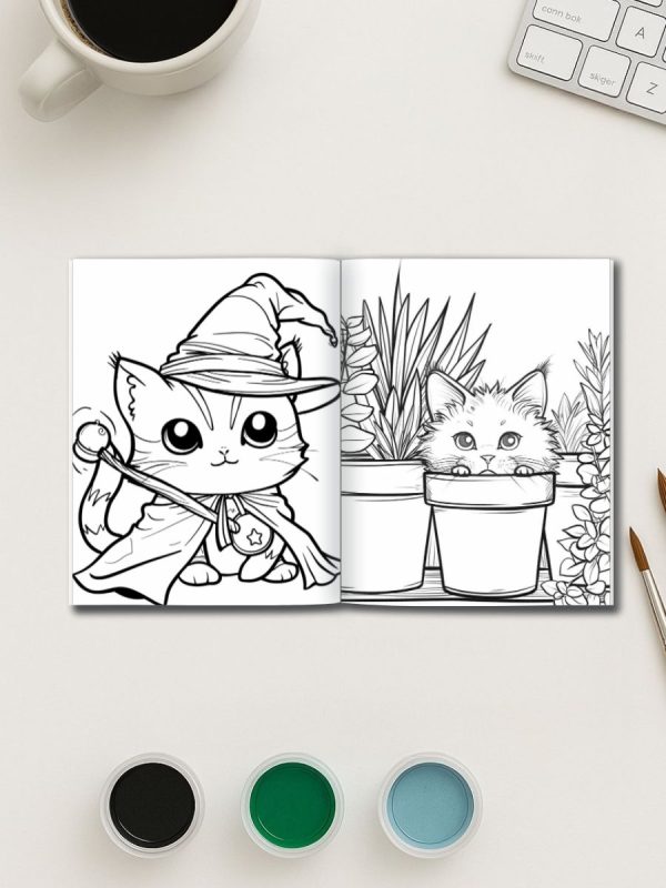 160 Desenhos Fofos de Gatinhos Kawaii Colorir PDF - Imagem 3