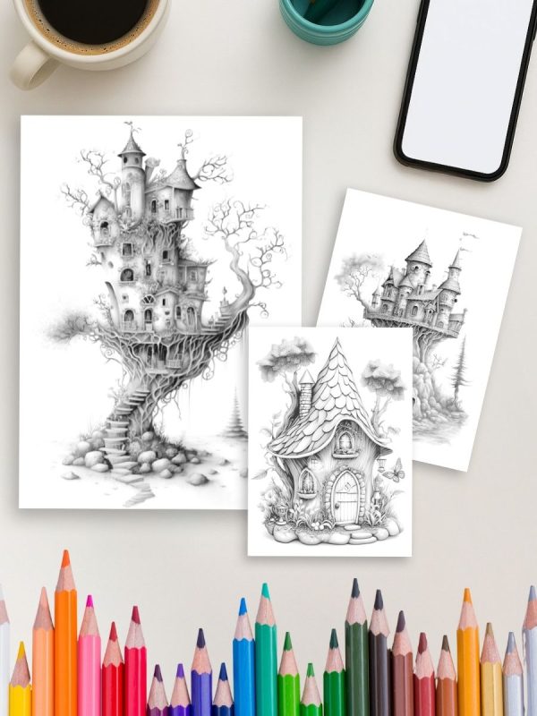 Casas de Fadas – 525 Lares Encantados em PDF para Colorir - Imagem 4