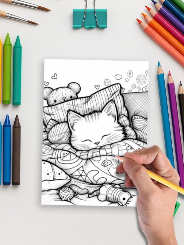160 Desenhos Fofos de Gatinhos Kawaii Colorir PDF - Imagem 5