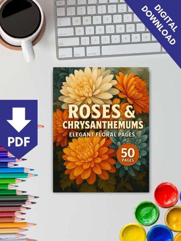 Rosas e Crisântemos – 50 Desenhos Florais Elegantes PDF - Imagem 2