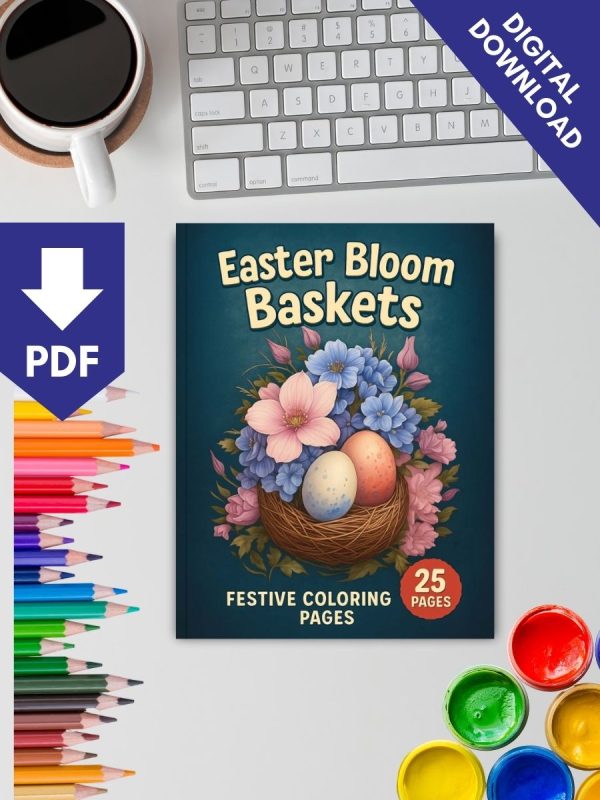 Cestos Floridos de Páscoa – 25 Desenhos para Pintar PDF - Imagem 2