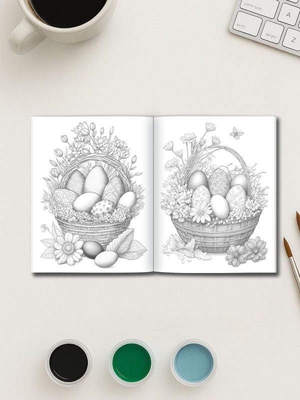 Cestos Floridos de Páscoa – 25 Desenhos para Pintar PDF - Imagem 3