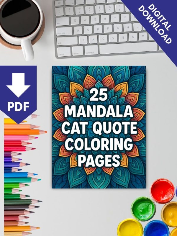 25 Desenhos de Gatos com Mandalas e Frases em PDF - Imagem 2
