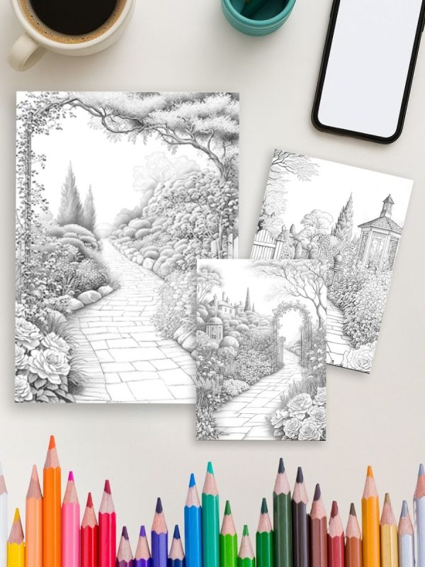 Caminhos do Jardim – 25 Desenhos Grátis para Pintar PDF - Imagem 4