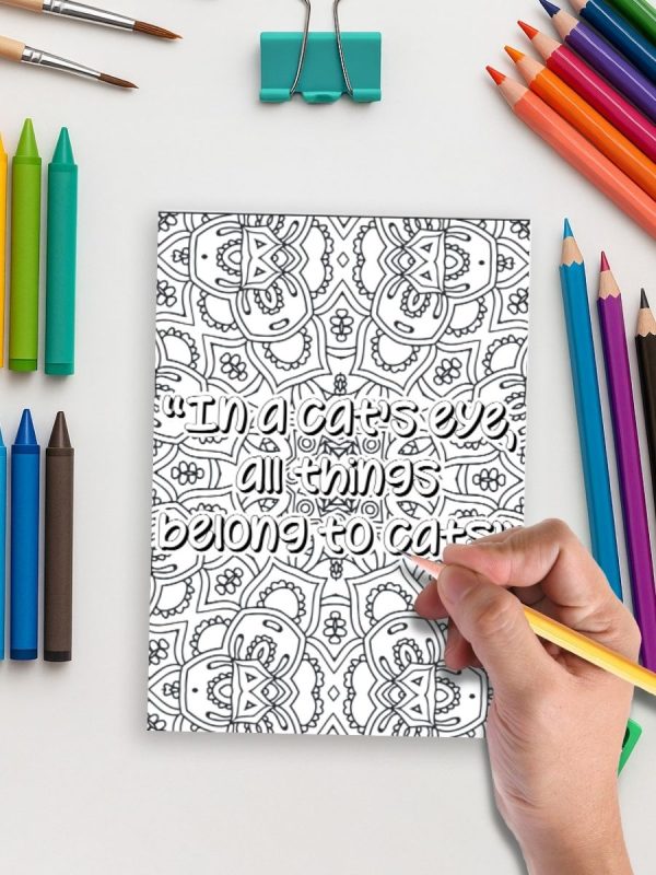 25 Desenhos de Gatos com Mandalas e Frases em PDF - Imagem 5