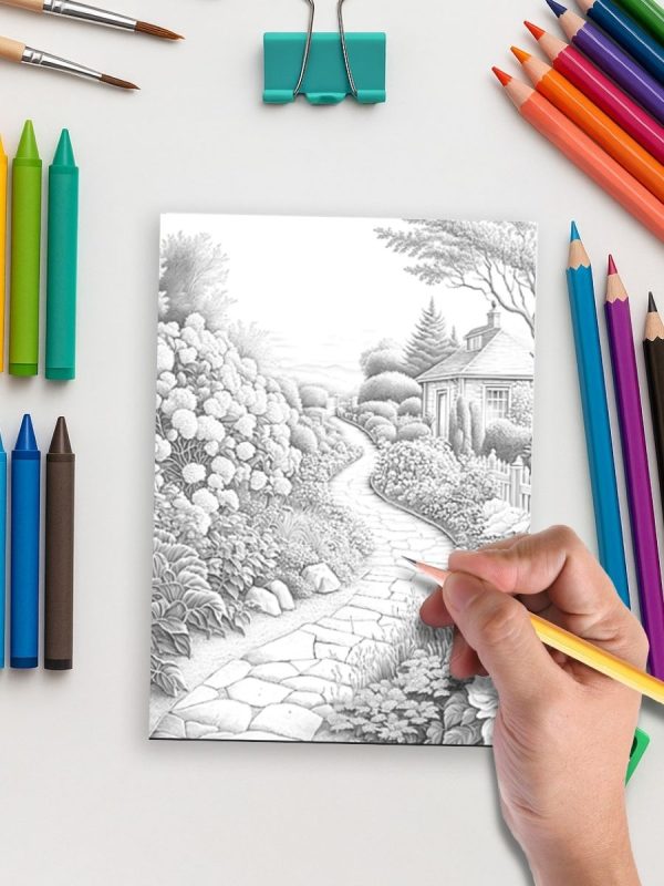 Caminhos do Jardim – 25 Desenhos Grátis para Pintar PDF - Imagem 5
