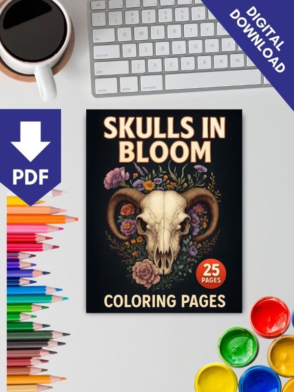 Caveiras Floridas – 25 Desenhos Criativos Colorir PDF - Imagem 2