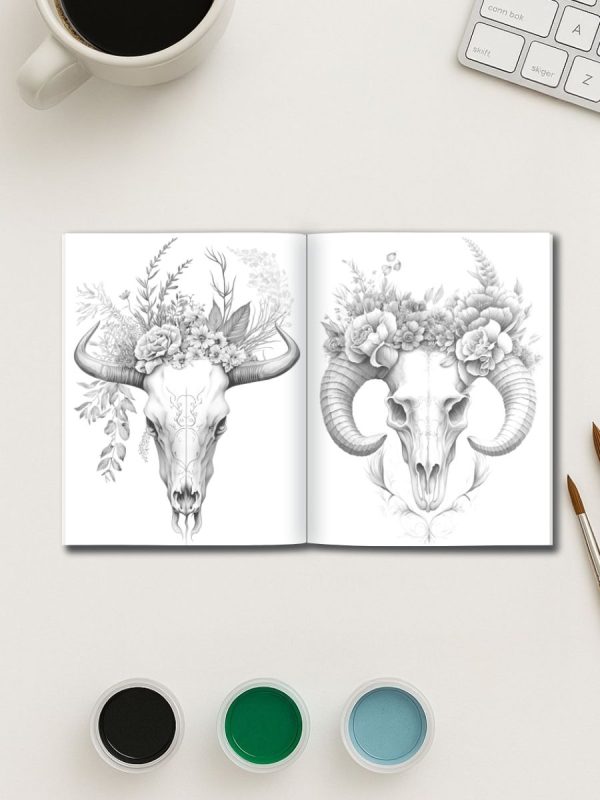 Caveiras Floridas – 25 Desenhos Criativos Colorir PDF - Imagem 3
