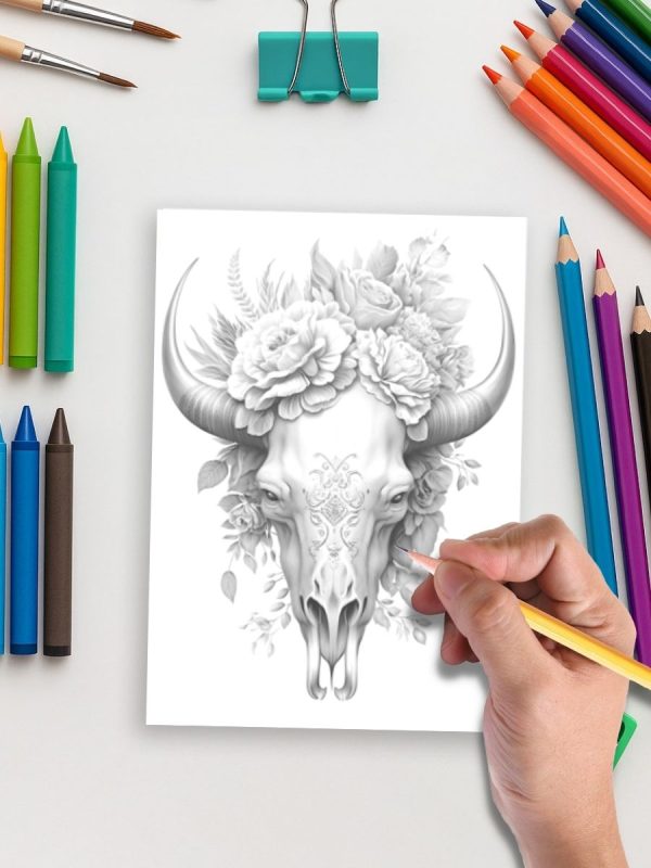 Caveiras Floridas – 25 Desenhos Criativos Colorir PDF - Imagem 5