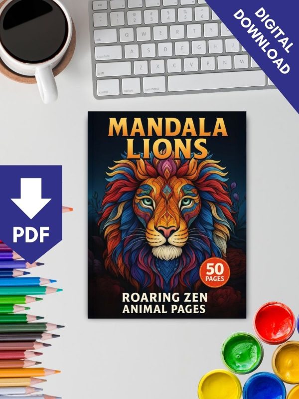 Leões Mandala – 50 Desenhos em PDF para Colorir - Imagem 2