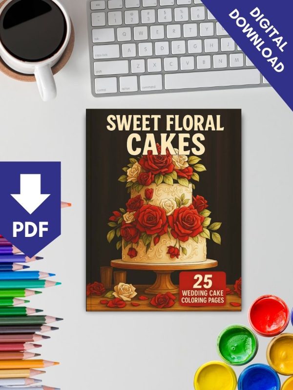 25 Desenhos de Bolos de Casamento para Colorir PDF - Imagem 2