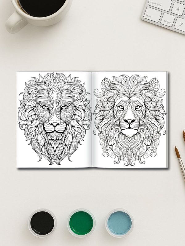Leões Mandala – 50 Desenhos em PDF para Colorir - Imagem 3