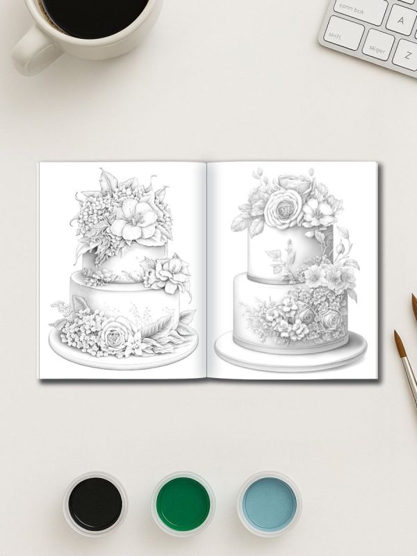 25 Desenhos de Bolos de Casamento para Colorir PDF - Imagem 3