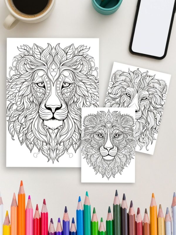 Leões Mandala – 50 Desenhos em PDF para Colorir - Imagem 4