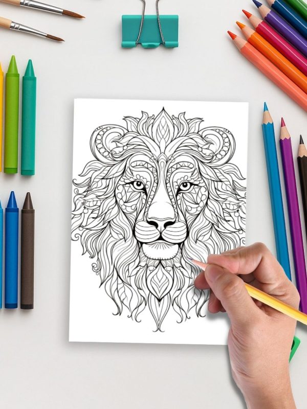 Leões Mandala – 50 Desenhos em PDF para Colorir - Imagem 5