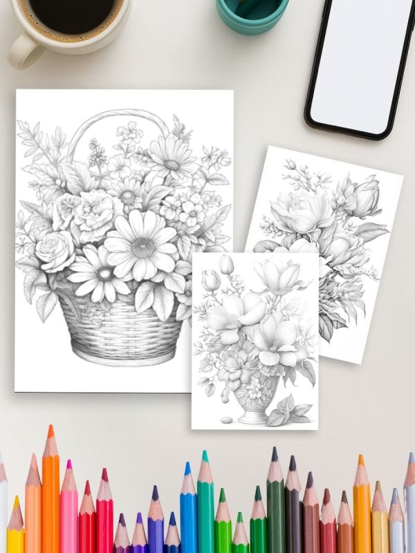 Flores em Harmonia – 75 Desenhos de Peônias, Magnólias e Cestas - Imagem 4