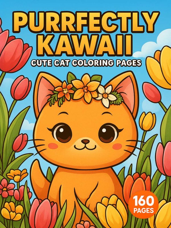 160 Desenhos Fofos de Gatinhos Kawaii Colorir PDF