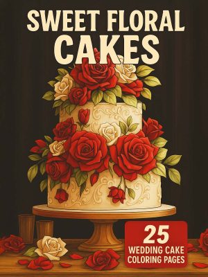 25 Desenhos de Bolos de Casamento para Colorir PDF