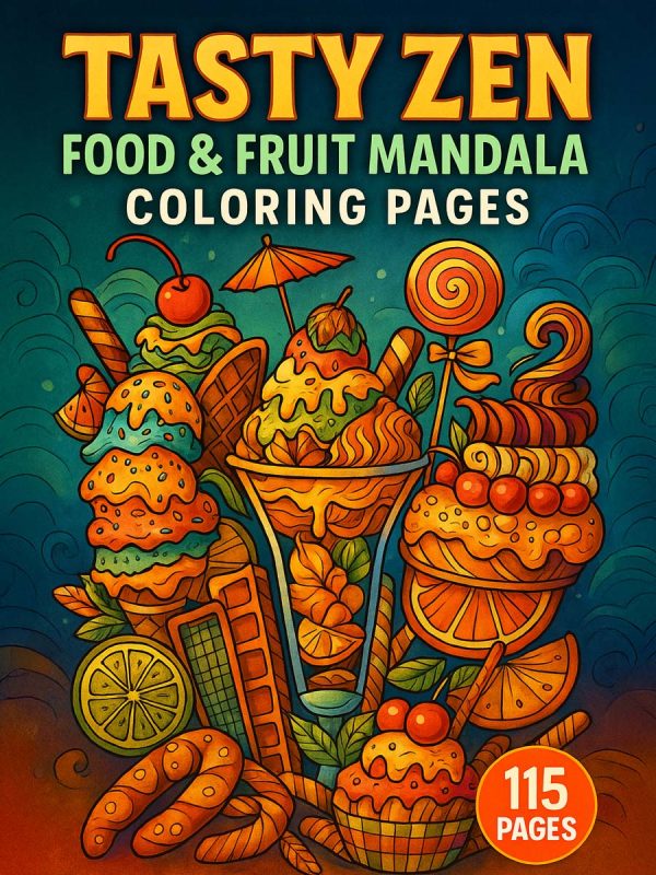 115 Desenhos Mandala de Comidas e Frutas Pintar PDF
