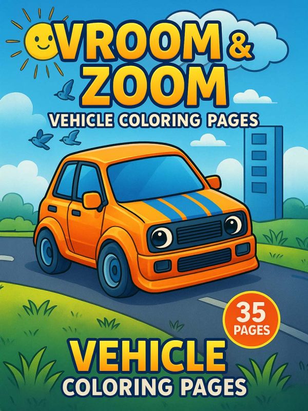 Vrum & Zoom – 35 Desenhos de Carros em PDF para Colorir