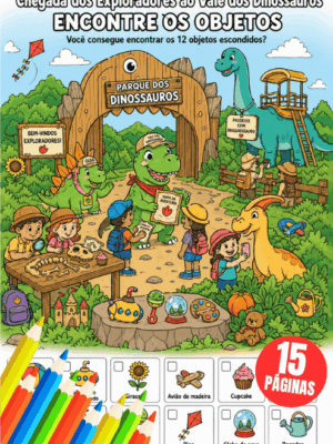 Achar objetos e Pintar Dinossauros Colorir PDF