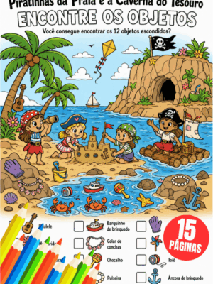 colorir desenho e encontrar objeto pirata