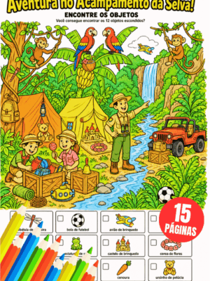 Atividade Infantil de Achar Objetos Escondidos e Pintar PDF 1
