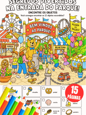 Uma Aventura de Achar e Colorir no Parque de Diversões em PDF 1
